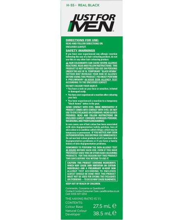 Just For Men H-55 Real Black Hair Dye - Targets Grey Hairs for Natural Color Restoration - Buy Online on GoSupps.com