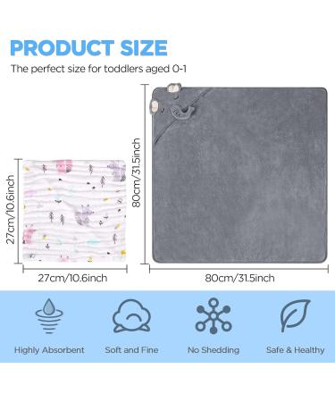 ZXK CO Hooded Baby Bath Towel with Elephant Hood | Absorbent Baby Towel & Flannels Blanket Set | Personalised Baby Gifts - Buy Online on GoSupps.com