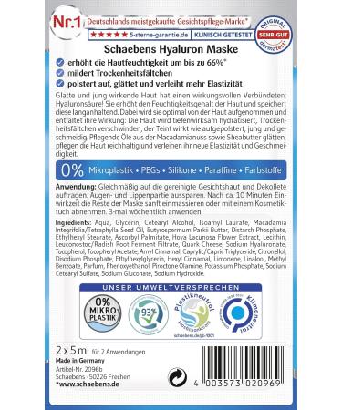 Schaebens Hyaluron Mask 10 Pack - Hydration Boost with Hyaluronic Acid Shea Butter & Curd for All Skin Types - International Shipping Available - Buy Online on GoSupps.com