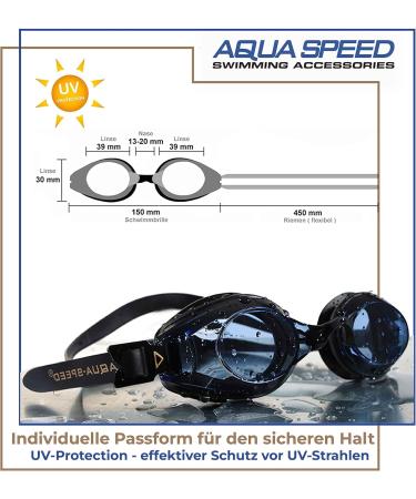 Aqua Speed Lumina Prescription Swimming Goggles - Anti-Fog Dioptria -1.5 to -8.0 Includes 5 Nose Bridges & Box | Black Tint -4.5 - Buy Online on GoSupps.com