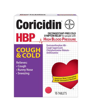 Coricidin HBP Cough and Cold Tablets-16 ct. (Quantity of 5)