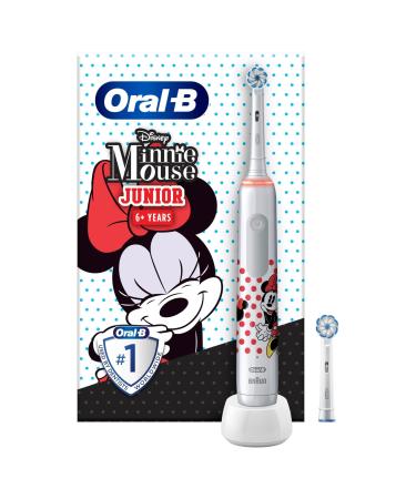 Oral-B Junior Minnie Mouse Electrical toothbrush/Electric Toothbrush children from 6 years 2 plug-in brushes 360 and pressure control 2 plaster modes including sensitive dental care soft bristles timer white Minie Mouse 1 piece (1 Pack) - Buy Online on GoSupps.com