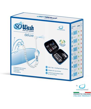 Water Flosser SOWASH Deluxe - Non-Electric Faucet Oral Irrigator with 7 Tips & Travel Adapter | Italian Quality for Superior Dental Care - Buy Online on GoSupps.com