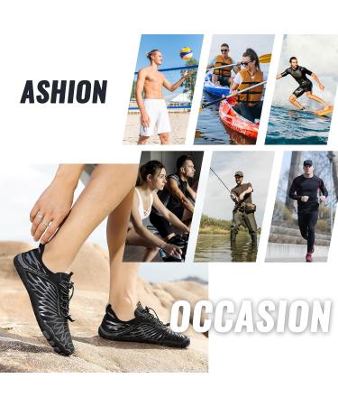 Ashion Unisex Barefoot Shoes - Breathable Water Shoes for Men & Women | Slipproof Summer Beach Aquasiums 39 EU - Gray & Black - Buy Online on GoSupps.com