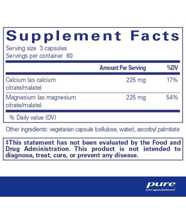 Pure Encapsulations Calcium Magnesium Citrate Malate | Bone and Cardiovascular Health Support | 180 Capsules - Buy Online on GoSupps.com