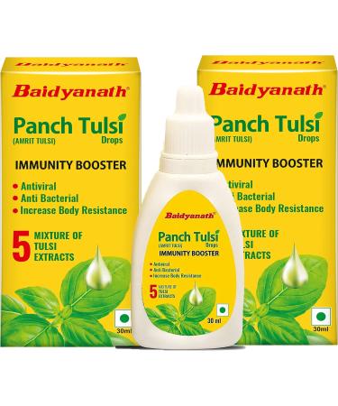 Baidyanath Panch Tulsi Drops - 30ml | Natural Immune Booster with Goodness of Five Types of Tulsi (Pack of 2) - Buy Online on GoSupps.com