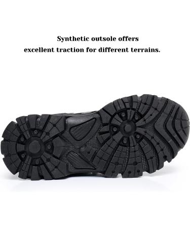 Dirafy Kids Outdoor Ankle Hiking Boots - Boys Lightweight Trekking Shoes | Size 5 Big Kid, Black - Buy Online on GoSupps.com
