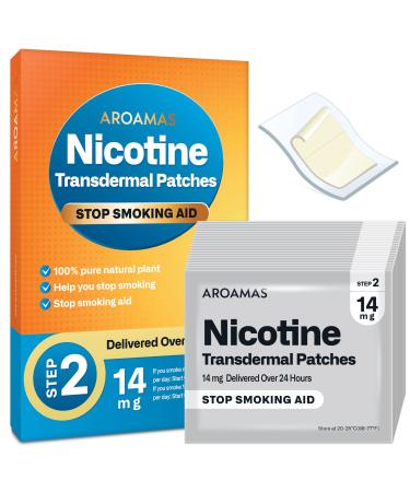 Aroamas Nicotine Patches to Help Quit Smoking, Stop Smoking - Delivered Over 24 Hours Nicotine Transdermal System to Stop Smoking Aids That Work - Step 2 14mg per Patch