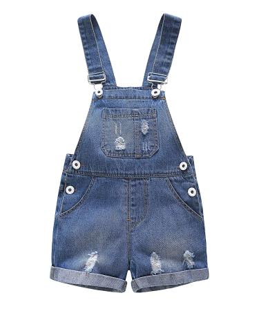 KIDSCOOL SPACE Baby Girl Boy Jean Overalls Toddler Summer Denim Shortall 3-4 Years Blue-2108
