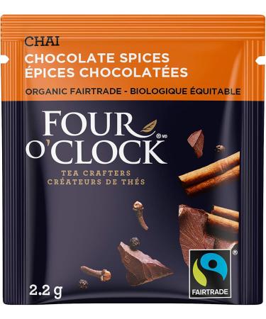 Four O'Clock Organic Fairtrade Chai Tea Chocolate Spice Non-GMO Kosher Gluten-Free 80 Count 376g Chai Chocolate Spice - Buy Online on GoSupps.com