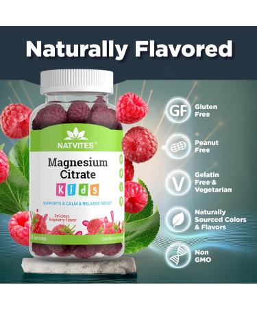 Natvites Magnesium for Kids - Magnesium Gummies for Kids - Supports A Calm & Relaxed Mood Nerve & Bone Health Healthy Kids Sleep Habits - Gluten Free Gelatin Free Magnesium Calm Gummies (120 Count) - Buy Online on GoSupps.com