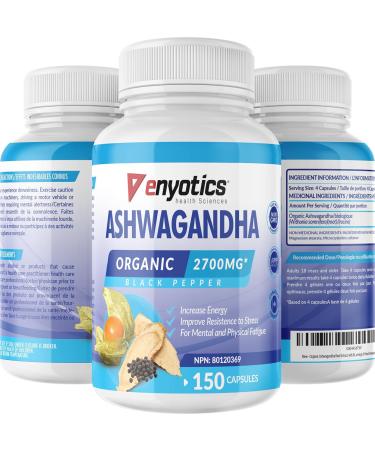 Ashwagandha with Black Pepper - Improve Resistance to stress Stress & Increase Energy. For Mental & Physical Fatigue. Potent 2700mg (per serving) of Pure Ashwagandha Root. 150 Capsules. - Buy Online on GoSupps.com