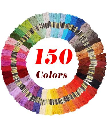 Embroidery Floss Friendship Bracelet String 150 Skeins Multi-Color Cross Stitch Thread with Color Numbers 6 Strand Floss