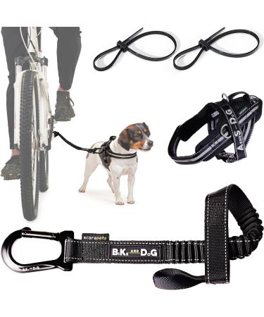 Bike and Dog - dog leash and dogs for the bike dishes with 3 rings 2 of which side including 2 special bicycle bridles.Patented.Dog leash and dog harness XS black