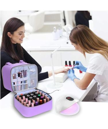 FCQQYWZ Nail Polish Case & Dryer Bag - Purple | Holds 30 Bottles (15ml) | 2 Layer Storage with Handles | Travel-friendly Nail Lamp Organizer - Buy Online on GoSupps.com
