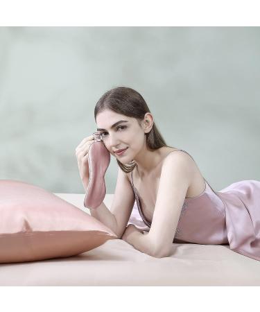 MTSNOO 100% 22 Momme Pure Mulberry Silk Sleep Mask - Soft Comfortable Eye Mask for Sleeping - Pink - Buy Online on GoSupps.com