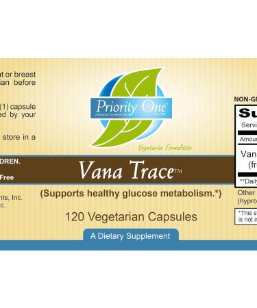 Priority One Vitamins Vana Trace 120 Vegetarian Capsules - Vanadyl Sulfate for Healthy Insulin Response and Glucose Metabolism - Buy Online on GoSupps.com