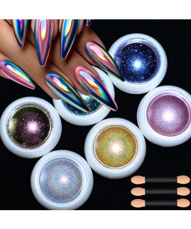 Poudre cam l on crome pour ongles en gel 6 couleurs de poudre de mica pour r sine pigment de couleur pour ongles paillettes holographiques pour fournitures de r sine UV et poxy fard paupi res