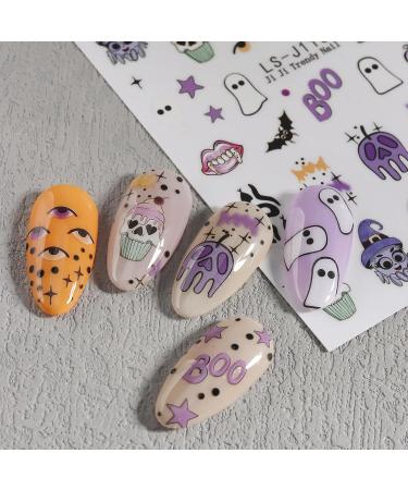JMEOWIO 9 Sheets Halloween Ghost Cute Nail Art Stickers Decals Self-Adhesive Nail Supplies Nail Art Design Decoration Accessories - Buy Online on GoSupps.com