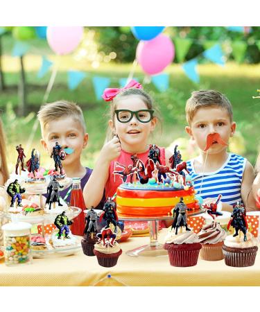 Superheld Cake Topper Set - 48 Avengers Cupcake Decorations for Kids Birthday Parties & Superhero Themes - Buy Online on GoSupps.com