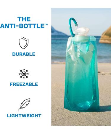Vapur Solid Flexible Water Bottle with Carabiner - Malibu Teal, .70L/23 oz - Buy Online on GoSupps.com