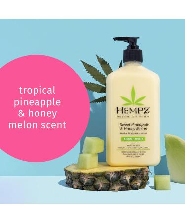 Hempz Sweet Pineapple & Honey Melon Body Lotion 2-Pack Bundle - Daily Moisturizing Cream with Shea Butter, Aloe, and Orange Extract - Hemp Seed Oil, 17 fl oz - Skin Care Products - Buy Online on GoSupps.com