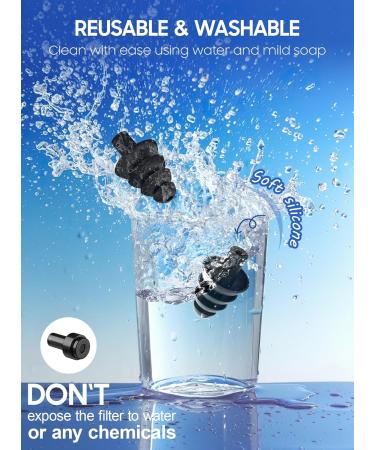 Buy Ear Plugs for Airplane Ear Pressure Relief - 2 Pairs Soft Silicone Reusable 26dB with Connector Cord | Travel Essentials for Flying - Carbon Black - Buy Online on GoSupps.com