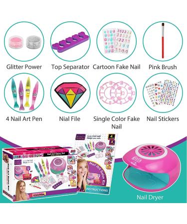 Amagoing Nail Art Kit for Kids with Nail Dryer, 2 in 1 Pens, Fake Nails, DIY Stickers - Birthday & Christmas Gift for Girls Ages 6-12 - Buy Online on GoSupps.com