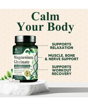 Magnesium Glycinate 1000mg - Chelated Magnesium for Bone Muscle Nerves & Heart Health Support 500mg Per Capsule for Ultra Absorption Natures Sleep Support Best Mag Supplement Pill - 120 Capsules 120 Count (Pack of 1) - Buy Online on GoSupps.com
