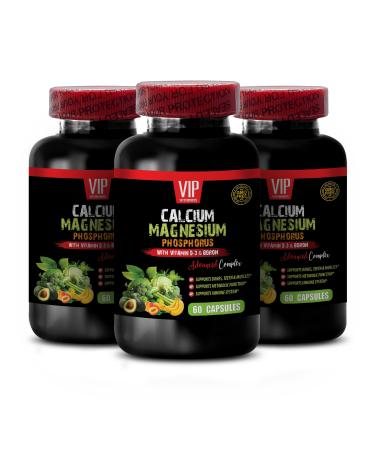 Magnesium for Muscle Recovery - Calcium Magnesium Phosphorus - Calcium Magnesium Phosphorus Tablets Magnesium glycinate Supplement Calcium for Strong Bones Magnesium 3 Bottles 180 Capsules