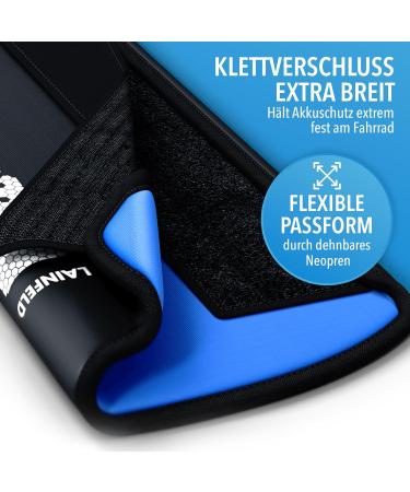 Lainfeld E-Bike Battery Protective Cover | Universal Fit | 30-41 cm Circumference | Neoprene Protection Against Cold & Dirt | Reflectors | Black-Blue E-Bike Accessories - Buy Online on GoSupps.com