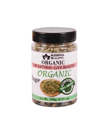 Blessfull Healing Organic Sage 100 Gram Airtight Container (Packing May Vary) 100 Gram 3.35 oz