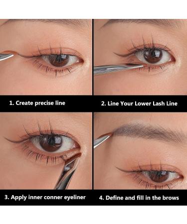 ALBEAUT Angled Eyeliner and Brow Brush - Fine Point Makeup Tool for Gel Liner and Brow Tint - White Flat Applicator Kit - Buy Online on GoSupps.com