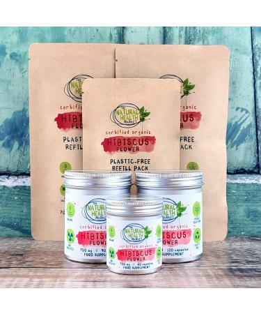 Soil Association Certified Organic Hibiscus Flower 700mg Capsules - 90 Capsule Pouch | The Natural Health Market - Buy Online on GoSupps.com