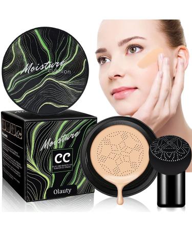CC Cream Foundation  Mushroom Head Air Cushion CC Cream Concealer Moisturizing BB Cream Waterproof Lasting Oil Contorl Cushion Foundation Coverage of Blemishes  Suitable for All Skin Types (Natural)