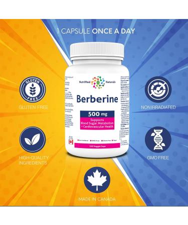 Berberine 150 vcaps - Supports Blood Sugar Metabolism + Cardiovascular Health - Formulated and made in Canada by Nutrimed Naturals - Buy Online on GoSupps.com