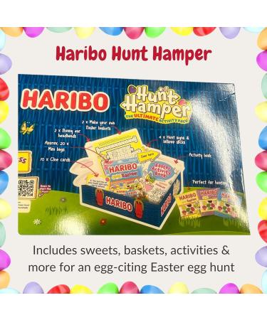 Easter Hamper for Kids - Haribo Hunt Hamper and Easter Bunny Masks 8 Pieces - 20x Haribo Eggs Galore Easter Sweets Baskets and Activities - Easter Egg Hunt Accessories Easter Gift for Kids - Buy Online on GoSupps.com