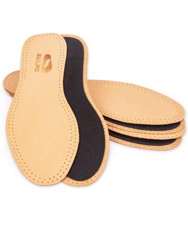 Sulpo 3 pairs leather insoles with activated carbon against welding feet Insoles for women and gentlemen anti -welding absorber sole breathable real natural mat leather - sizes 36-48 natural mat leather 37