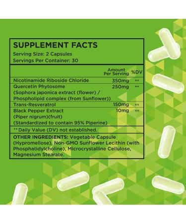 NAD+ Supplement NMN Alternative - Liposomal Nicotinamide Riboside with Resveratrol & Quercetin for Anti Aging Cell Regeneration Energy Focus for Men Women 60 Count (Pack of 1) - Buy Online on GoSupps.com