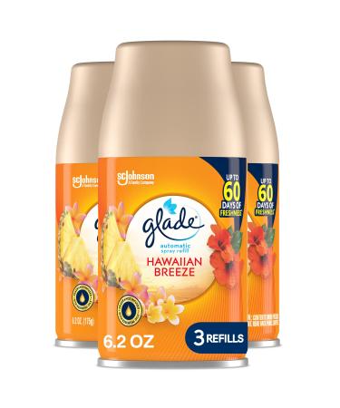 Glade Automatic Spray Refill, Air Freshener for Home and Bathroom, Hawaiian Breeze, 6.2 Oz, 3 Count