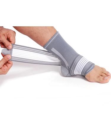 Neotech Care Ankle Brace Support - Adjustable Compression Strap - Grey - Size M 1 Pair - Buy Online on GoSupps.com