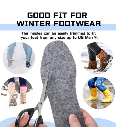 Janmercy Wool Felt Insoles - 5 Pairs Warm Shoe Inserts for Men & Women - Gray (Men's 9/Women's 10) - Best Comfort & Support - Buy Online on GoSupps.com