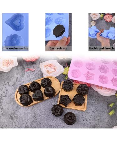 Sakolla 3 Pack Flower Soap Molds - 12 Cavities, Various Shapes - Ideal for Soap, Lotion Bars, Bath Bombs, and Chocolate Candy - Buy Online on GoSupps.com