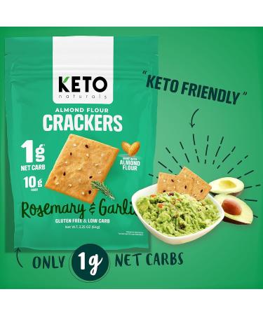 Keto Naturals - Almond Crackers Rosemary & Garlic Gluten free 8 Count of 64g Rosemary & Garlic 64 g (Pack of 8) - Buy Online on GoSupps.com