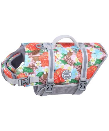 Vivaglory Ripstop Dogs Rescue vest For Small Medium Boat Dog Wallpage with improved buoyancy & visibility flower orange M: 53-63cm (chest circumference) Flower orange
