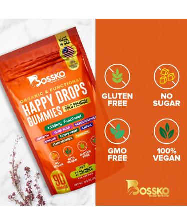 Happy Drops Daily Superfood Gummies for Mood Support, Focus and Energy Sugar-Free, Vegan, Blueberry Flavor 90 Gummies for Adults Daily Support for Mood, Focus and Natural Energy - Buy Online on GoSupps.com