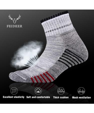FEIDEER Men's Hiking Walking Socks Multi-Pack | Wicking Cushioned Outdoor Recreation Socks | Black Quarter 12.5-15 - Buy Online on GoSupps.com