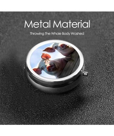 Funny Pig Round Pill Box - 3 Compartment Mini Travel Organizer for Medicine & Vitamins | Portable Decorative Purse Case - Buy Online on GoSupps.com