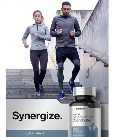 Glucosamine Chondroitin with MSM & Turmeric | 180 Coated Caplets | Non-GMO & Gluten Free | Horbaach - Buy Online on GoSupps.com