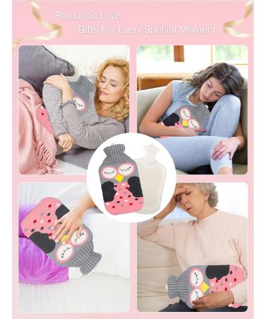 2L Hot Water Bottle with Pink Owl Cover - Large Capacity for Pain Relief - Hot/Cold Compress for Hand, Feet, Neck, Shoulder - Gift for Women, Parents, Children - Buy Online on GoSupps.com